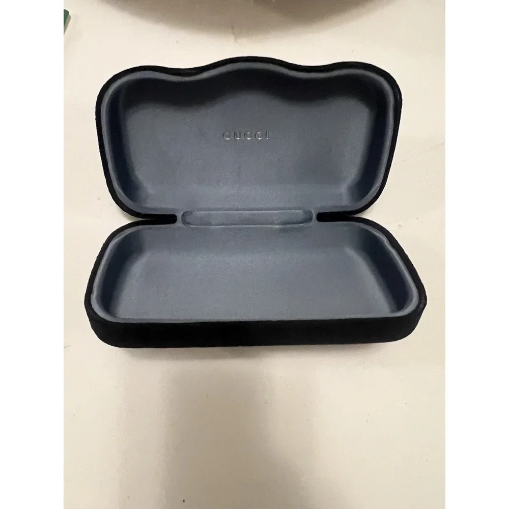 GUCCI eyeglasses case Black Velvet Silk Lined Light Blue. Can Be Used As Clutch